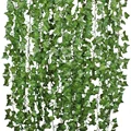 1pcs 210cm משי ירוק מלאכותי תלוי חג המולד צמחים צמחי גפן משאיר בית בית מסיבת חתונה קישוט גן אמבטיה