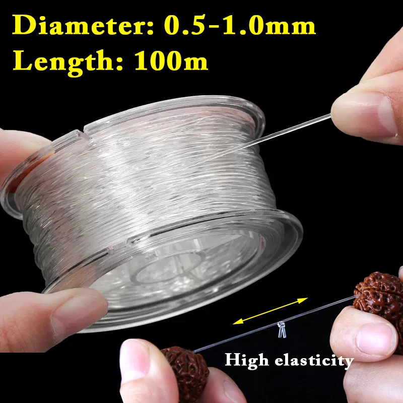 100m Strong Elastic Crystal Beading Thread Cord Jewelry Making Necklace Bracelet DIY Beads String Stretchable Thickness 0.4-1mm-animated-img