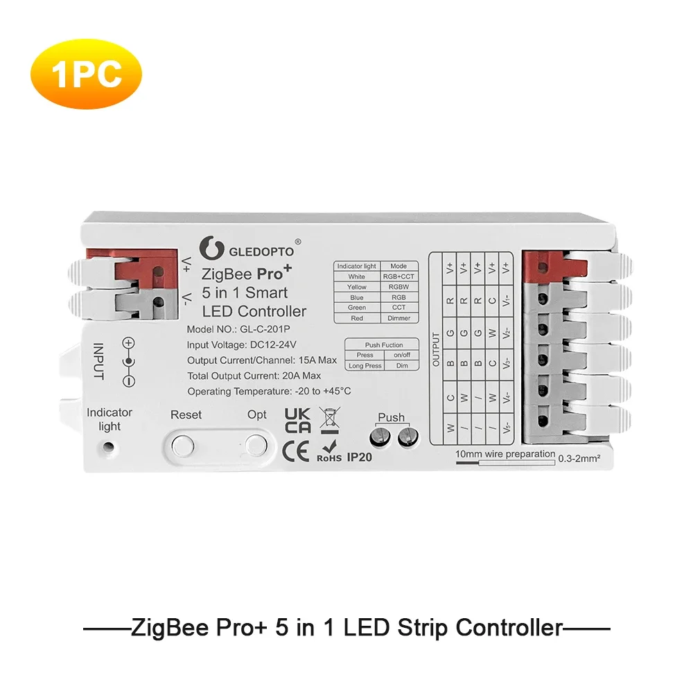 GLEDOPTO ZigBee 3.0 Pro+ LED Controller 5 in 1 RGB CCT RGBW RGBCCT Strip Light Dimer Alexa Homey Tuya Smart APP Voice Control-animated-img