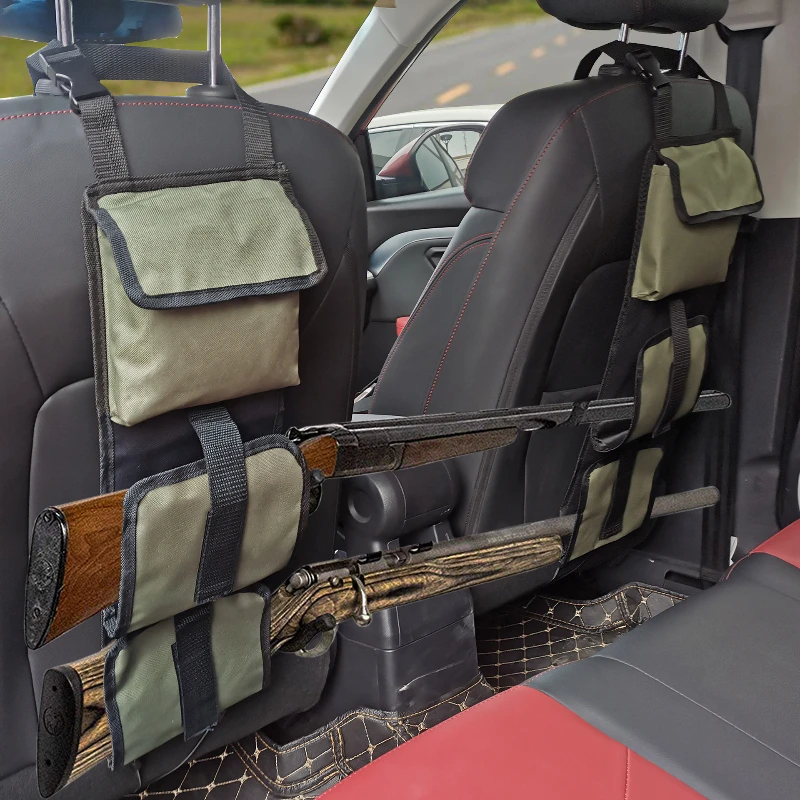 Vehicle Back Seat Organizer Rifle Gun Shotgun Rack Sling Holster Interior Storage for Car Auto Pickup Truck With Pockets-animated-img