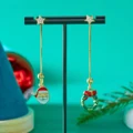 Moving Santa Claus Asymmetric Long Tassel Drop Earrings For Women Christmas Tree Snowflake Star Zircon Earring New Year Jewelry preview-1