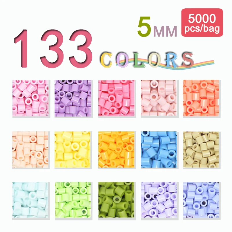 Yantjouet 5mm 5000pcs/colour 133colours OPP Bag beads for kid Hama Beads diy Puzzles high quality Handmade gift toy-animated-img