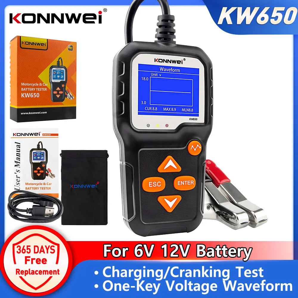 Купить Алиэкспресс | KONNWEI KW650 Car Battery Tester 6V 12V Auto ...