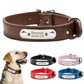 Personalized PU Leather Dog Collar Durable Adjustable Engrave Name ID Tag Customized Collar for Pet Small Medium Large Dog Puppy preview-1