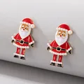 Cute Enamel Santa Claus Stud Earrings For Women Exquisite Imitation Pearl Cartoon Christmas Earring Xmas New Year Party Gifts preview-3