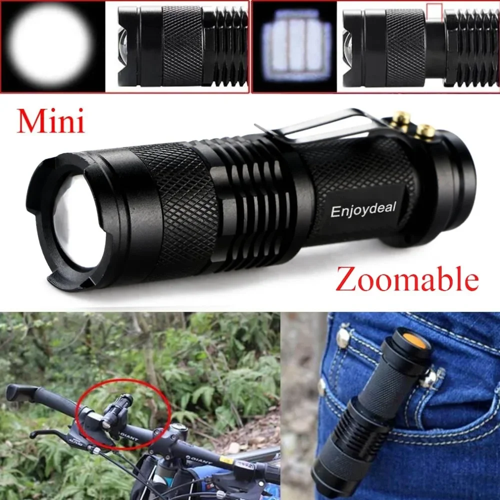5 Colors Mini LED Flashlight 2000 Lumens LED Torch AA/14500 Adjustable Zoom Focus Torch Lamp Penlight lanterna for hunting-animated-img