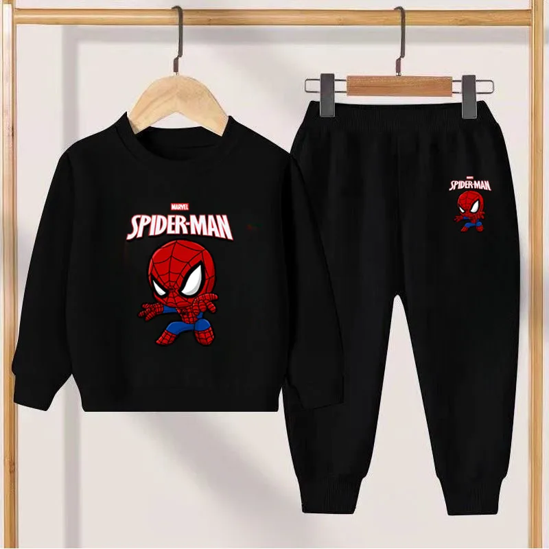 Anime Spiderman Children's Clothing Sets Spring Autumn Boys Breathable Hoodies and Pants Two Piece Suit Disney Kids Sweatsuit-animated-img