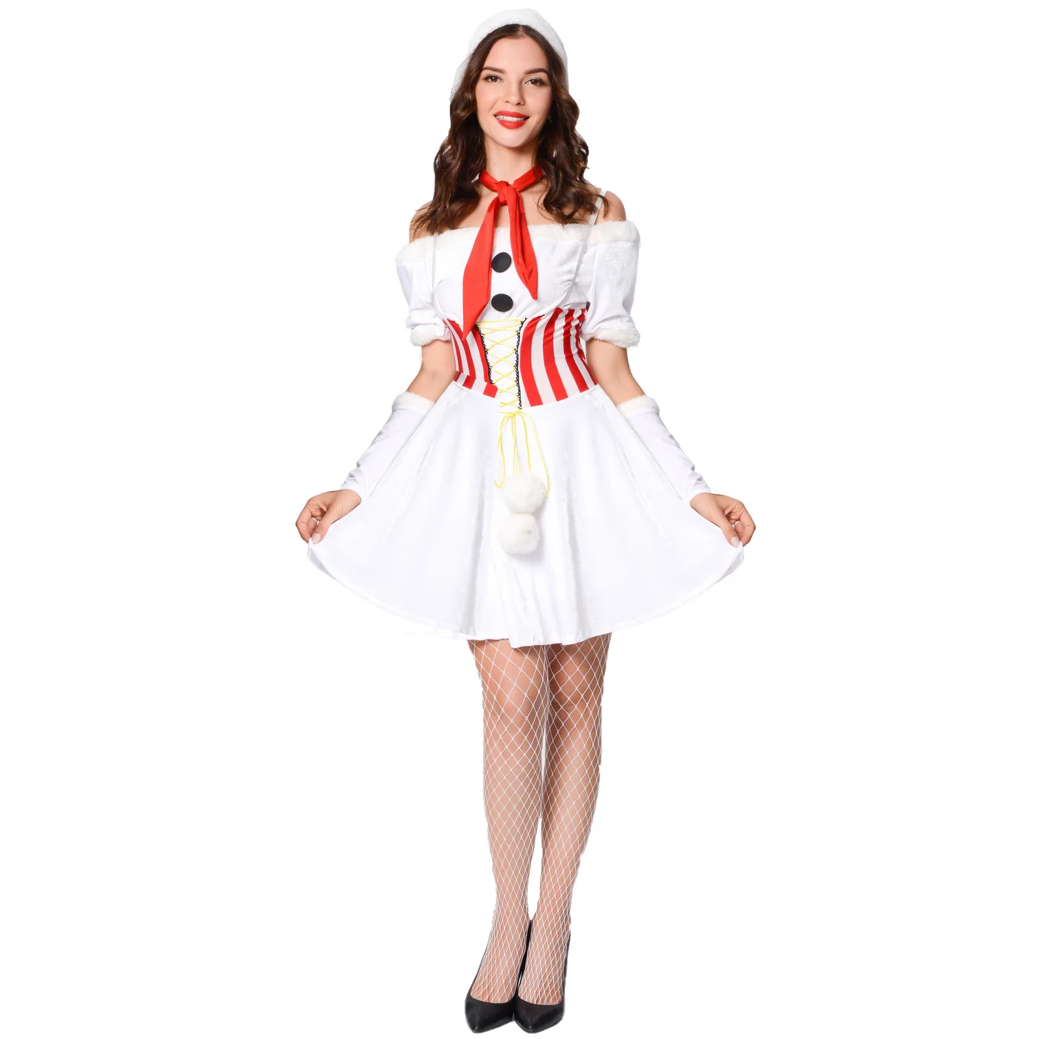 2023 White Snowman Christmas Costume for Cosplay and Stage Performance-animated-img