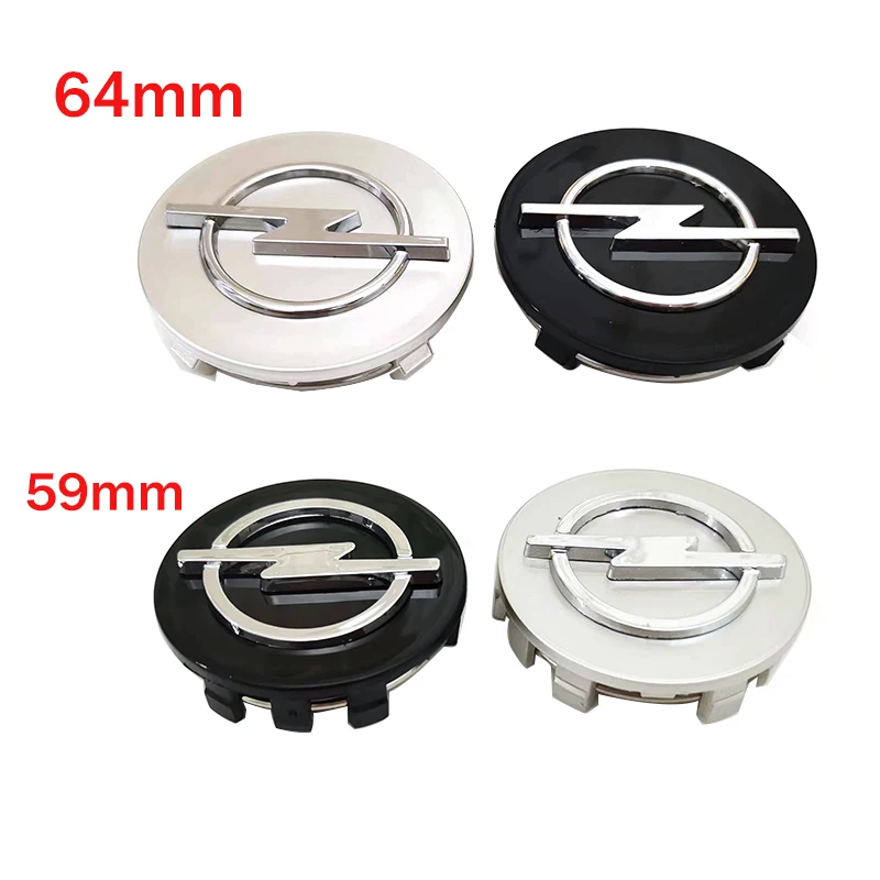 4Pcs/Set 59mm 64mm Black Silver 3D Logo Wheel Center Cap Logo Rim Tire Cover Badge For Opel Car Styling Accessories Refit Parts-animated-img