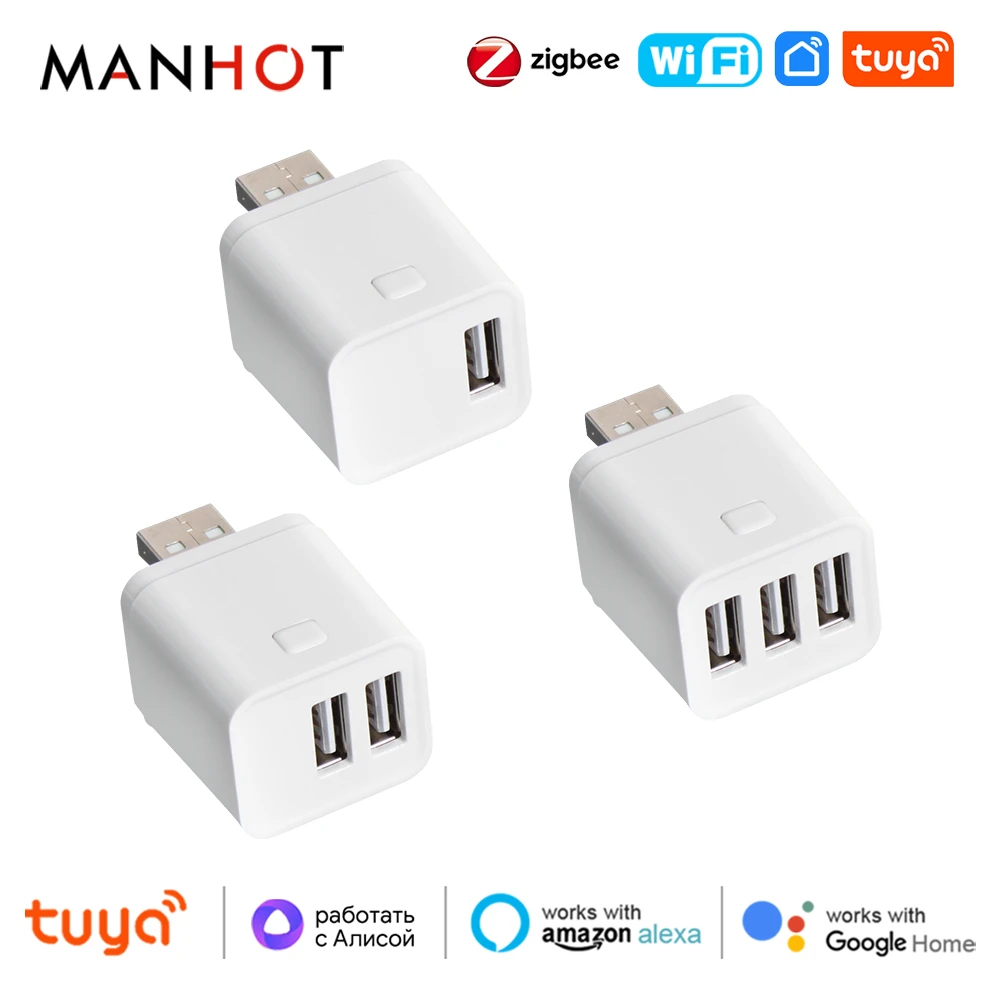 Tuya WiFi/Zigbee Smart Micro USB Adaptor Switch 5V Mini USB Power Adaptor Timing Charge Plug for Alexa Google Home Yandex Alice-animated-img