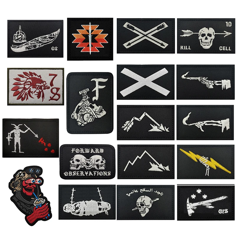 Black Beard Blackbeard Patches FOG Canoe Forward Observations Group Tacticas X Chevron F Skeleton Finger Edward Badges-animated-img