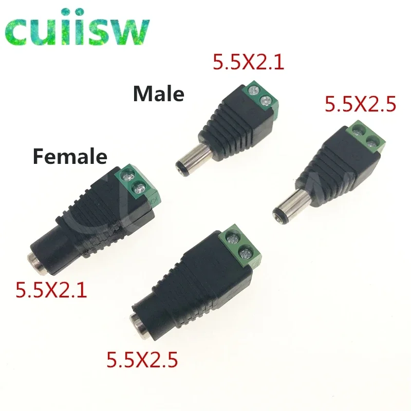 5PCS male and female DC Power plug 5.5 x 2.1MM 5.5*2.5MM 3.5*1.35MM 12V 24V Jack Adapter Connector Plug CCTV 5.5x2.1 2.5 1.35-animated-img