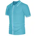 Summer Men's Polo Shirt Vintage Short Sleeve Knit Shirt Casual Lightweight Hollow Out Shirt Breathable Lapel Button Golf Shirt preview-3