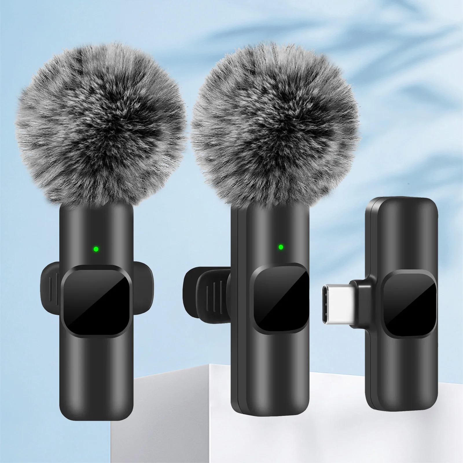 NEW Wireless Lavalier Microphone Audio Video Recording Mini Mic For iPhone Android Laptop Live Gaming Mobile Phone Microphone-animated-img