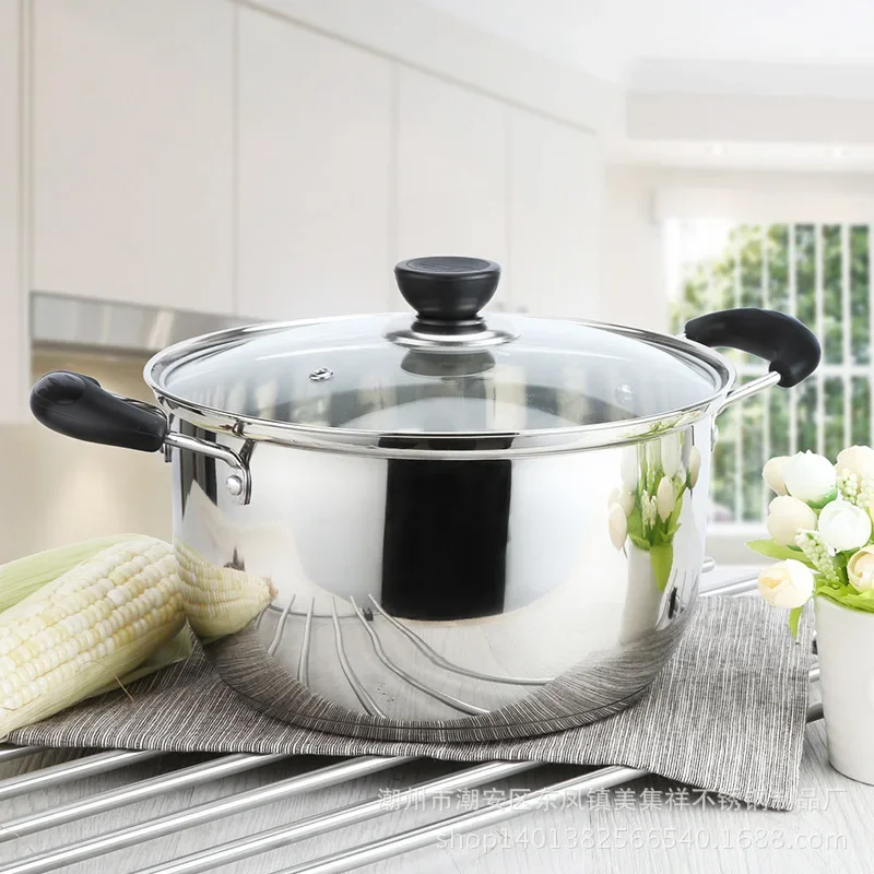 1pcs Stainless Steel Double Bottom Pot Soup Pot Nonmagnetic Cooking Pot Multi-purpose Cookware Non-stick Pan-animated-img