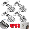 New 4/2/1Pc Stainless Steel Cabinet Door Hinges Hydraulic Damper Buffer Soft Close Quiet Wardrobe Door Concealed Hinges Hardware