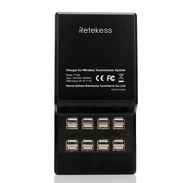 Retekess TT002 16 Port USB Charger Base 35W DC 5V 7A USB Charging Dock Built-in Spare Fuse for Wireless Tour Guide System-animated-img