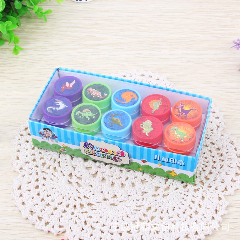 10pcs Assorted Stamps for Kids Children Toy Stamps Cartoon Stamp Smiley  Face Seal Scrapbooking DIY Painting Photo Album Decor