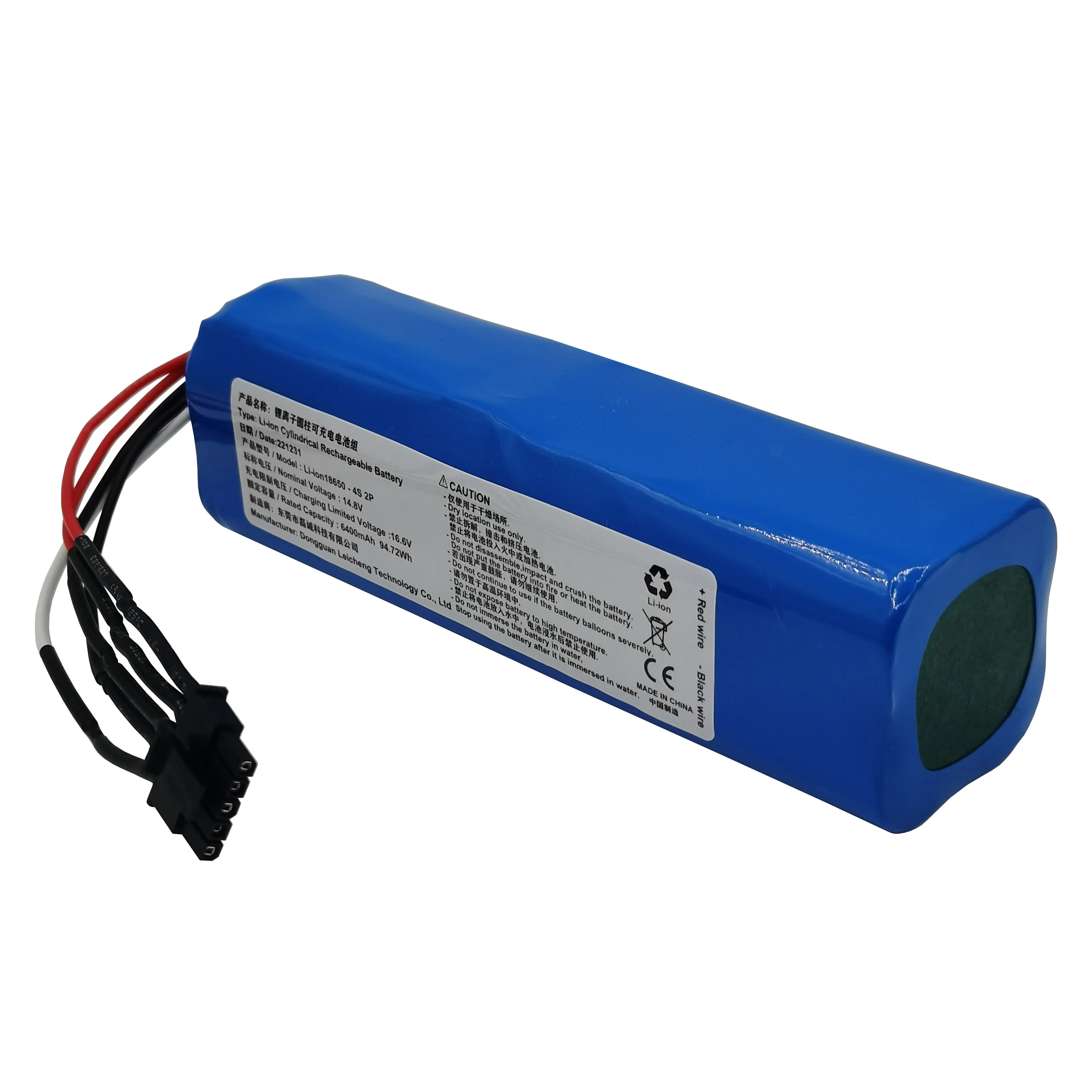 14.4V 14.8V 6400mAh Li-Ion Cylindrical Rechargeable Battery Pack 4S 2P For CONGA  9090 8090 Robot Vacuum Cleaner New Customizable