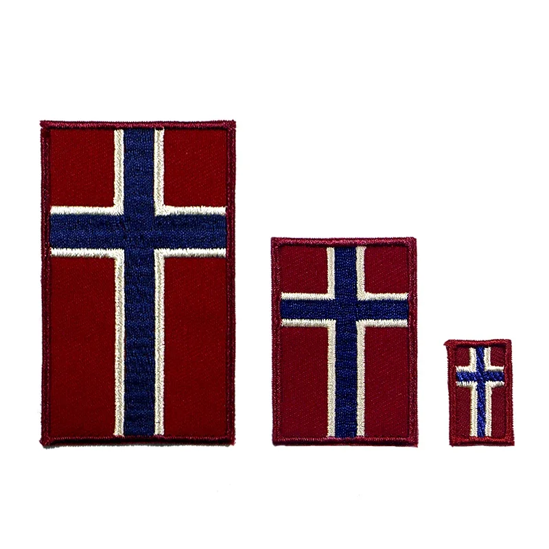 Big Medium and Small Norway Flag Icon Towel Embroidery Applique Patches For Clothing DIY Iron on Patch on the sticker-animated-img