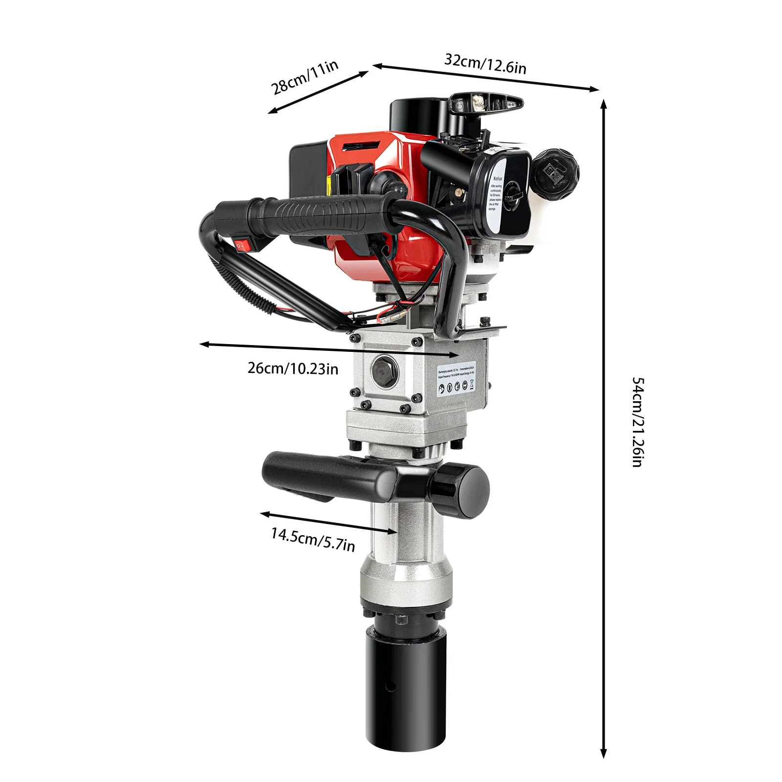 2-Stroke Gas Powered T-Pillar Drive Fence Farm Push Pile Gasoline Engine Jack Hammer Pile Driver 32.6cc-animated-img