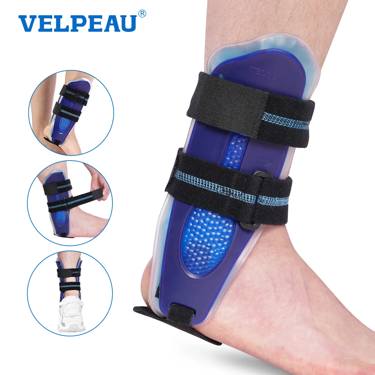 VELPEAU Stirrup Ankle Splint Support for Fix Feet, Ankle Fracture and Sprain Foot Drop Brace Adjustable and Two Style Can Choose-animated-img