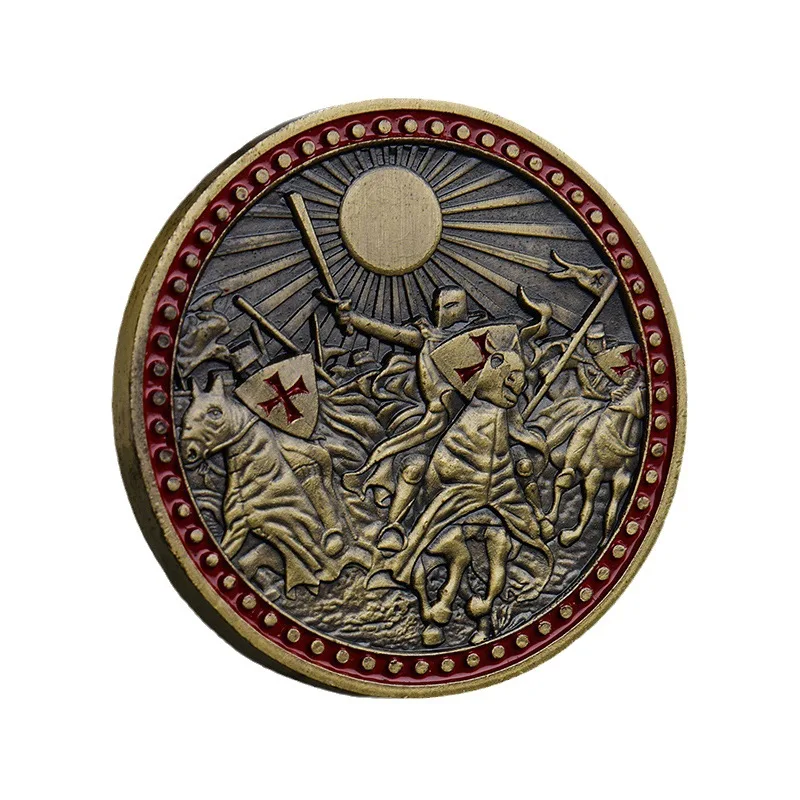 The Knight Templar Armor of God Commemorative Coin Bronze Plated Souvenir Coins Home Decoration-animated-img