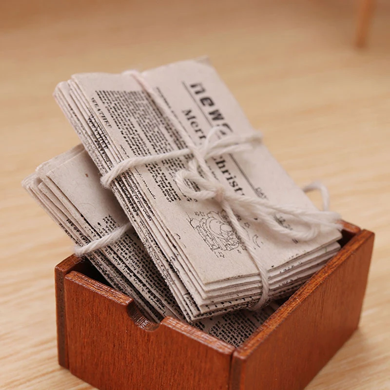 1/12 Dollhouse Miniature Retro Newspaper Set Simulation Model For Doll House Decor Accessories Kids Pretend Play Toys Gift-animated-img