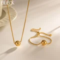 EILIECK 316L Stainless Steel Bead Ball Necklace Bracelets Set For Women Trendy 18K Gold Plated Waterproof Jewelry Gift Collar preview-1