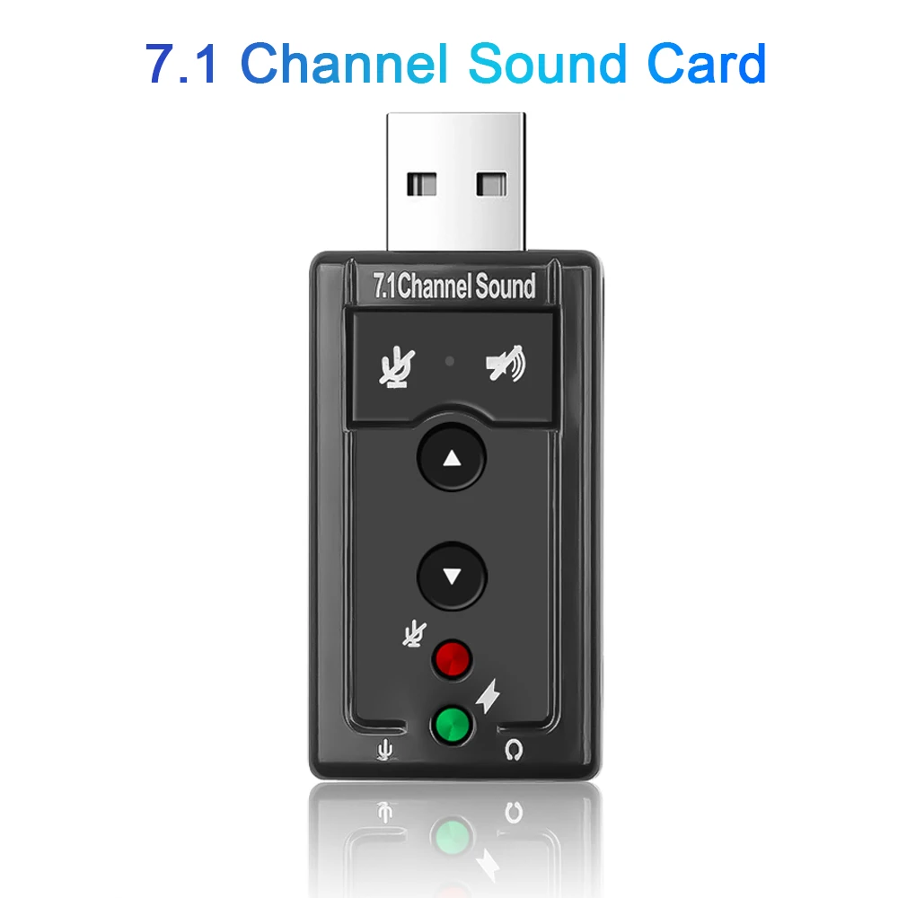USB Sound Card 7.1 Channel Sound 3.5mm Audio Interface External Sound Card to Earphone Speaker for Win 7 8 Android Linux Mac OS