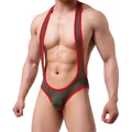 Gay Underwear Mens Lingerie Sexy  Mesh Bodysuit Jockstrap Bodywear  Wrestling Singlet Leotard Jumpsuits Suspender Sexy Teddies