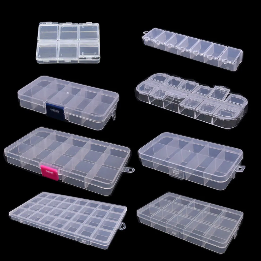 6-32 Compartments Plastic Storage Box Organizer Jewelry Container with Dividers for Beads Art DIY Crafts Sewing Jewelry Supplies-animated-img