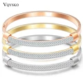 Fashion Gold Color Bracelet Bangles Femme Crystal Jewelry Stainless Steel Cuff Bangles For Women Charming Cz Bracelets Bangle