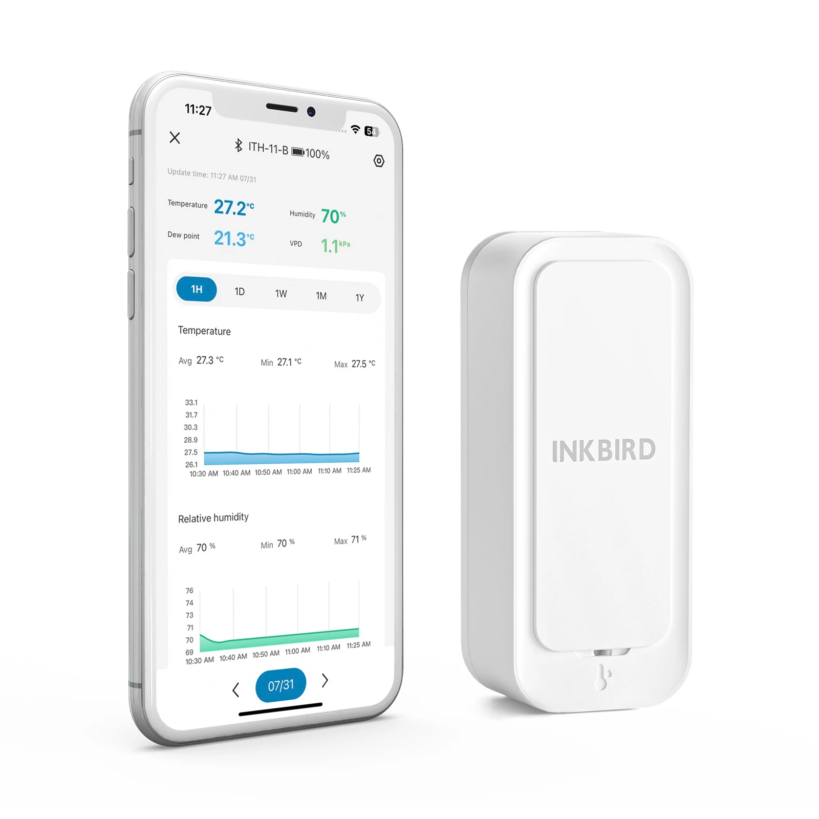 INKBIRD ITH-11-B Wireless Digital Thermometer & Hygrometer for Free APP Humidity Temperature Monitor Indoor Outdoor Smart Sensor-animated-img