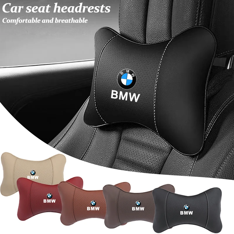 Leather Car Seat Headrest Memory Foam Comfort Neck Pillow Auto Interiors For BMW Performance F30 F10 E90 F20 E46 E60 E70 E39 E36-animated-img