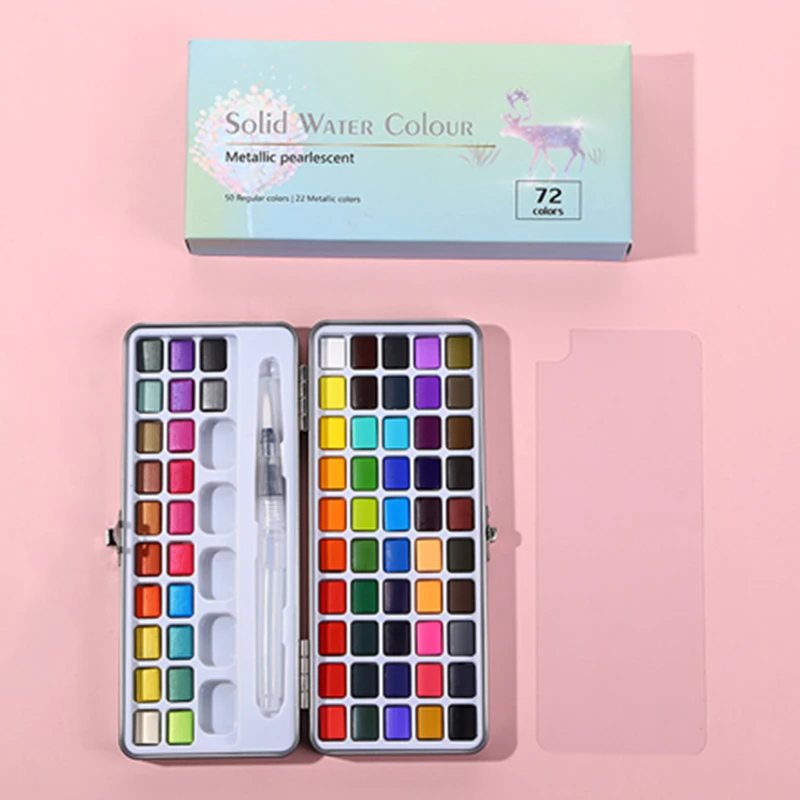 Meiliang Watercolor Paint Set 36/48 Vivid Colors In Pocket Box With Metal  Ring And Watercolor Brush For Student, Kid, Beginner