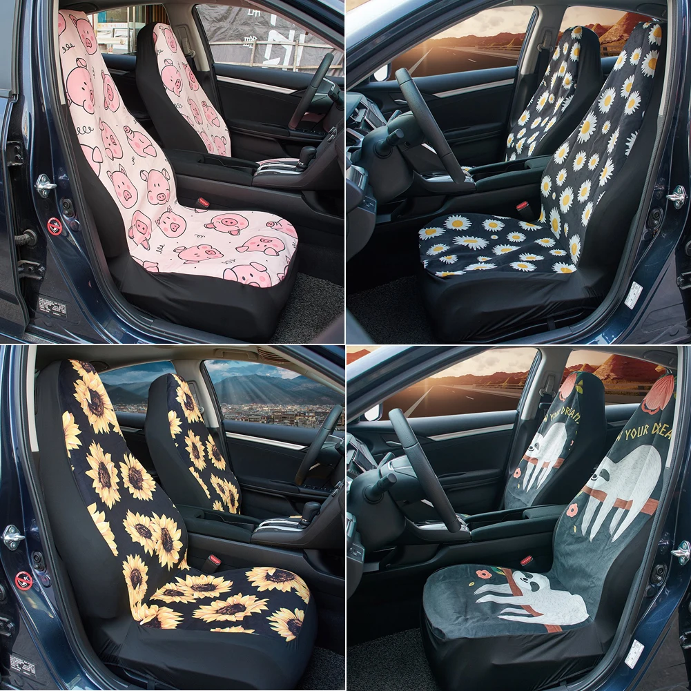 2PCS Auto Front Seat Covers Polyester Dirty Protection Car Van Seat Cover Mat Protector Universal Accessories Durable-animated-img