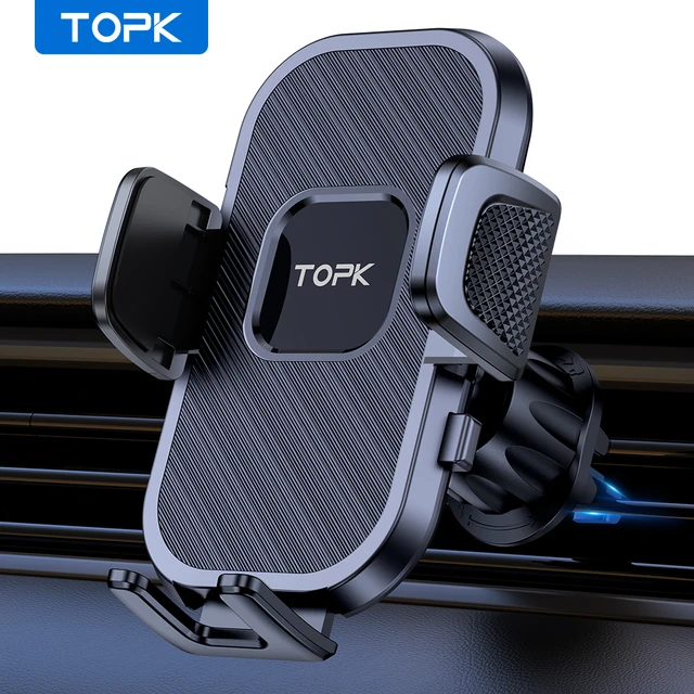 TOPK Car Phone Holder Air Vent Car Mount [Big Phone & Thick Cases] Hands Free Cell Phone Automobile Clamp Cradles for All Phones-animated-img