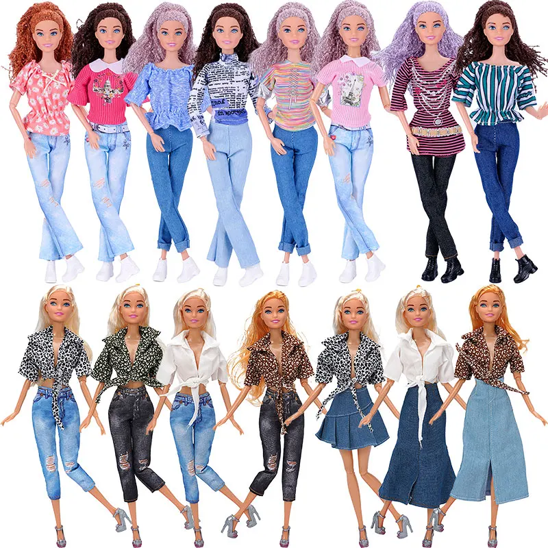 Clothes For Barbie Girl Dress Blouse Pants Jeans Fashion Outfit Casual Wear Skirt Clothes For Barbie Doll Accessories kids Toy-animated-img