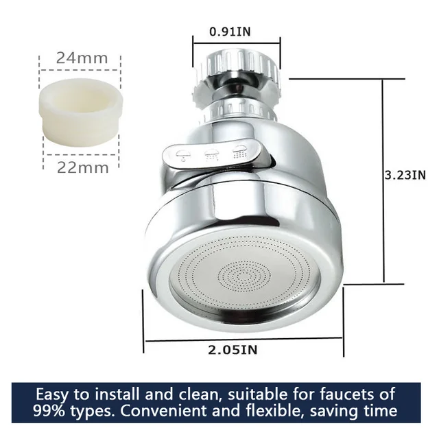 Universal 3Mode Kitchen Faucet Adapter Aerator Shower Head Pressure Home Water Saving Bubbler Splash Filter Tap Nozzle Connector-animated-img