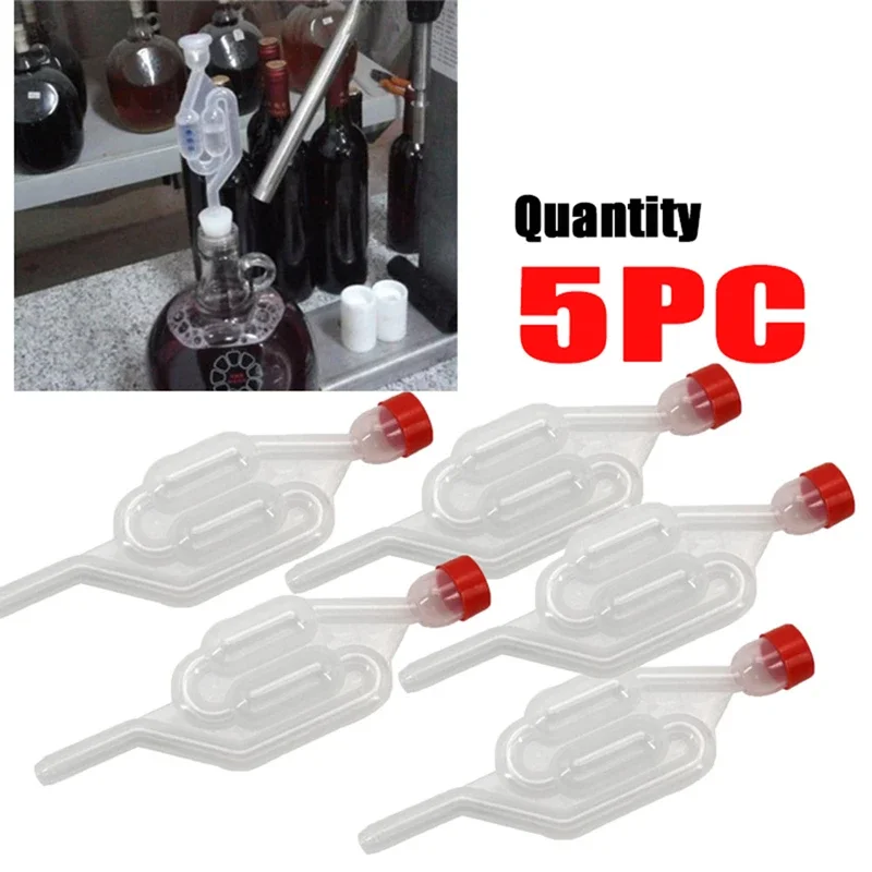 5 Pieces S-Shape Airlocks ,Homebrew Bubble Airlock Carboys Stopper & Fermenter Seal Valve with Food Grade Grommets Wine Making-animated-img