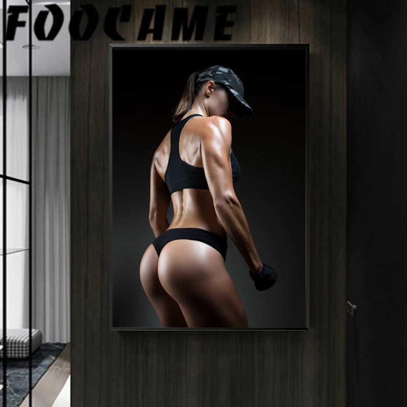 Sport Bodybuilding Dumbbell Gym Motivational Female Sexy Fitness Canvas Painting Wall Art Poster Print Decorative Picture Room-animated-img