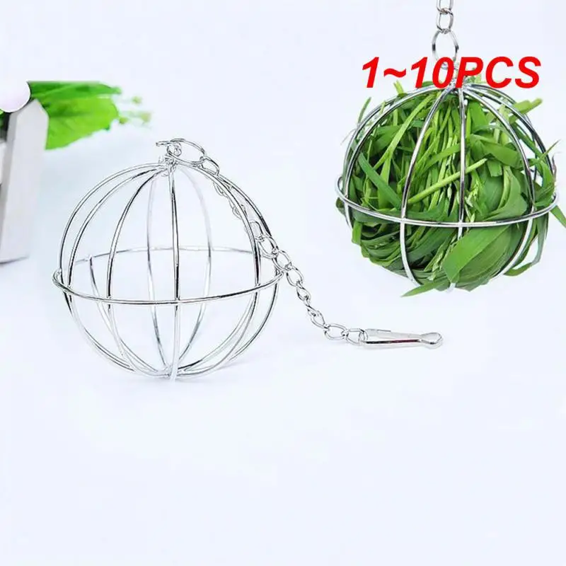 1~10PCS Stainless Steel Round Sphere Hay Feeder Dispense Exercise Hanging Straw Ball for Guinea Pig Hamster Rat Rabbits Pet-animated-img