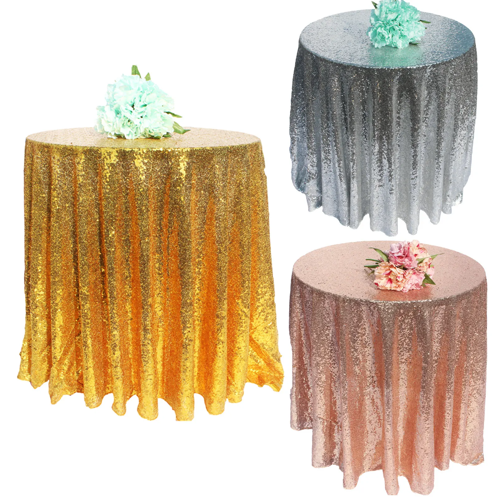 Tablecloth Sequin Glitter Table Cloth Wedding Round&Rectangular Elegant Table Cover for Decoration Party Banquet Home Decor