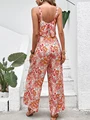 Elegant Long Jumpsuit Women Sexy Backless Wide Leg Jumpsuits Casual Sleeveless Floral Rompers Summer Clothes For Woman 2024 New preview-2