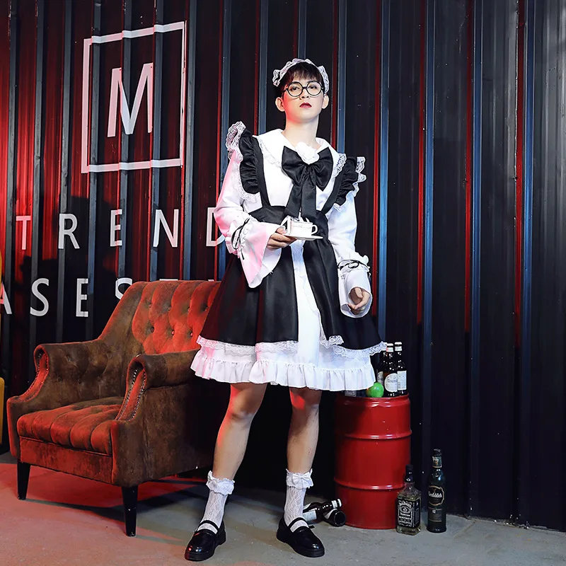 Maid Outfit Cosplay Lolita Set Clothes Vintage Men Women Japanese Style  Cute