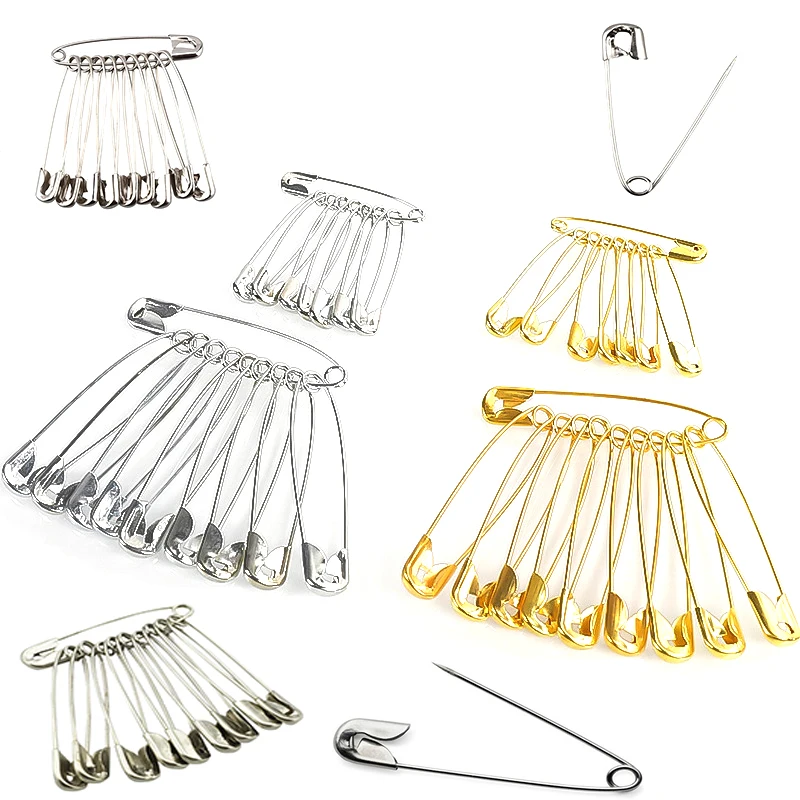 100Pcs Silver/Gold/Black Iron Safety Pins DIY Sewing Tools Accessory Large Safety  Pin Small Brooch Apparel Accessories