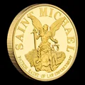 United States Alaska State Troopers Golden Plated Souvenir Coin Saint Micheal Pattern  Collectible Coin Home Decoration preview-2