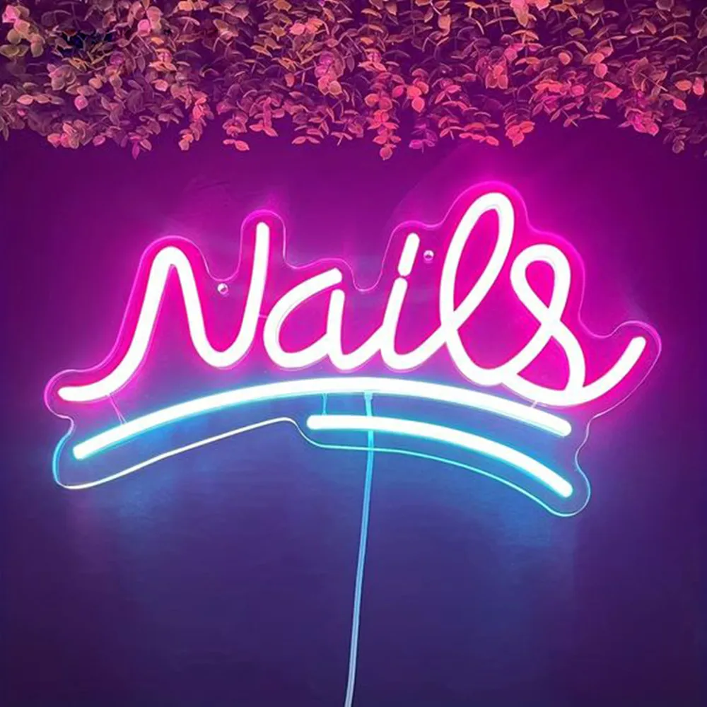 Wall Hanging LED Neon Light, Nail Neon Sign, Beauty Salon, Nail Shops, USB Powered, Business Wall Decor, Acrylic Neon Sign-animated-img