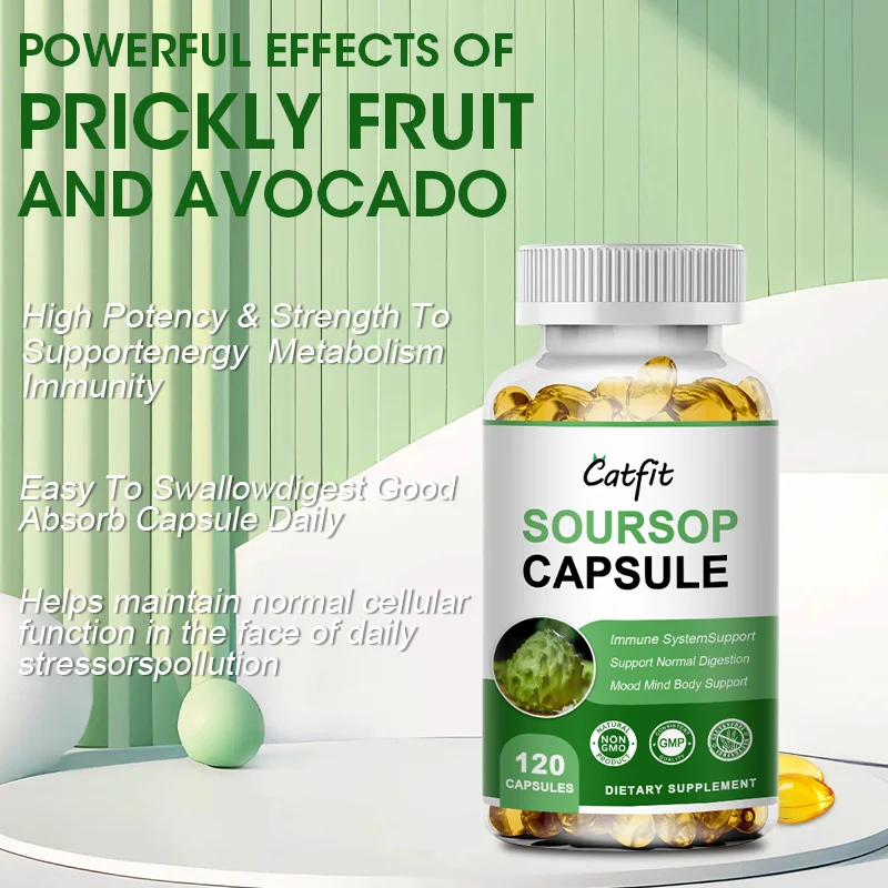 Catfit Soursop Graviola Leaves Capsules for Cell Support,Regeneration,Stress Relief,Immune Digestion Cellular Beauty Health-animated-img